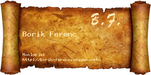 Borik Ferenc névjegykártya